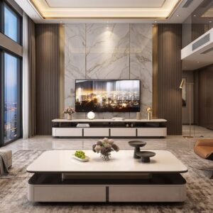 Minimalist Luxury Living | Modern TV Console & Coffee Table Set