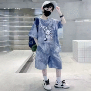 Boys Sports Suit Summer Cartoon Sets New Children's Short-Sleeved T-Shirt Shorts 2-Piece Kids Fashion Loose Clothes Outfit