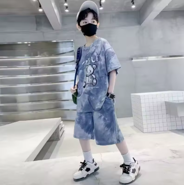 Boys Sports Suit Summer Cartoon Sets New Children's Short-Sleeved T-Shirt Shorts 2-Piece Kids Fashion Loose Clothes Outfit - Image 2
