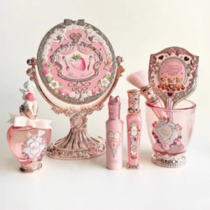 Flower Knows 9th Anniversary Limited Edition Luxury Vanity Mirror with Paddle Hair Brush And Brush Holder Set for Makeup Desk