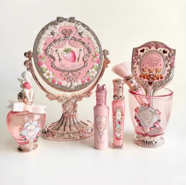 Flower Knows 9th Anniversary Limited Edition Luxury Vanity Mirror with Paddle Hair Brush And Brush Holder Set for Makeup Desk
