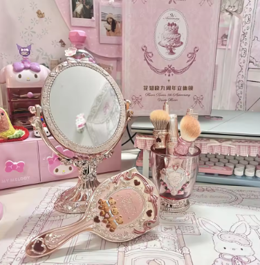 Flower Knows 9th Anniversary Limited Edition Luxury Vanity Mirror with Paddle Hair Brush And Brush Holder Set for Makeup Desk - Image 2