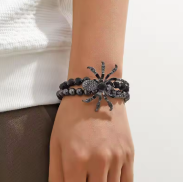 Gothic Black Spider Beads Bracelet for Women Men Unique Spider Web Charm Dark Personality Handmade Jewelry Gifts Accessories - Image 5