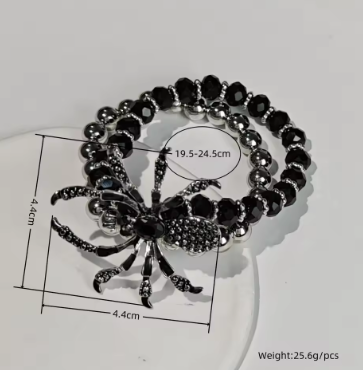 Gothic Black Spider Beads Bracelet for Women Men Unique Spider Web Charm Dark Personality Handmade Jewelry Gifts Accessories - Image 6