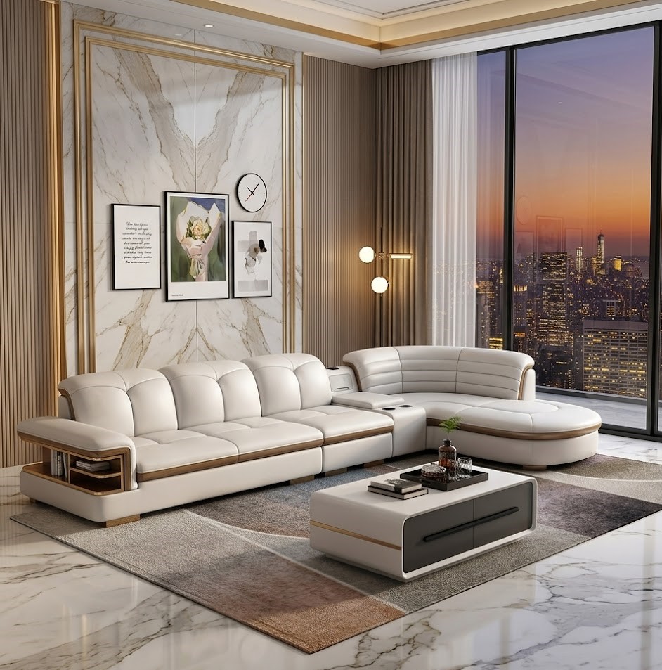 The Millennium Smart Leather Sectional Sofa (With Bluetooth & USB)