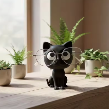 Cute Black Cat Eyeglass Holder Resin Cat Glasses Stand Kawaii Desk Decor for Sunglasses Eyewear Perfect Gift for Cat Lovers - Image 2